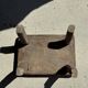 Small stool, rectangular solid teak side table with curved legs.