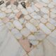 Large Italian pietra dura marble mosaic coffee table, floral inlay, Carrara marble