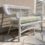 Vintage rattan kids garden bench