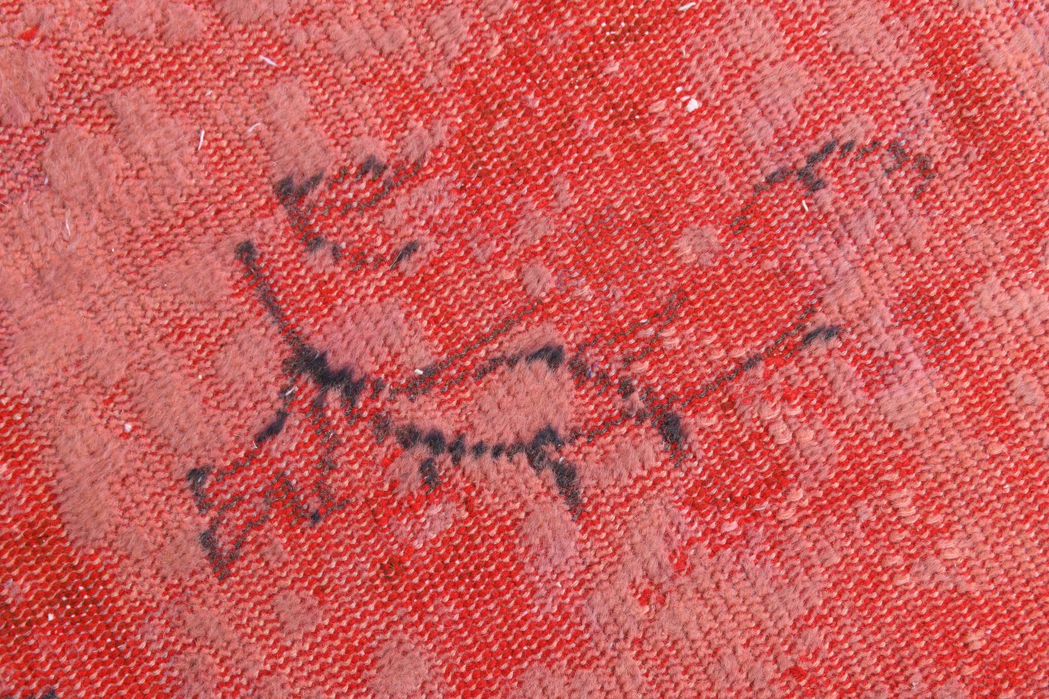 7x11 Vintage Coral Red Handmade Wool Vintage Rug, Living Room Rug,195x319cm