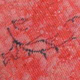 7x11 Vintage Coral Red Handmade Wool Vintage Rug, Living Room Rug,195x319cm