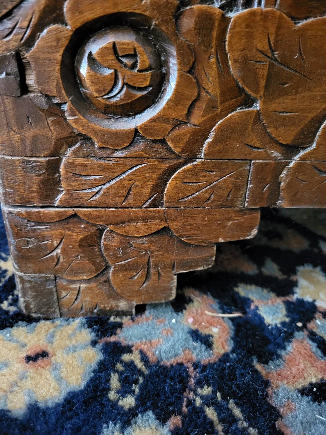 Carved wooden chest
