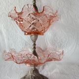 Fruit petits-fours set with two old pink corolla bowls, 19th century frame