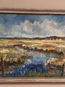 Danish Oil on Canvas Marsklandskap från Ribe” by Niels Mandrup Bruun