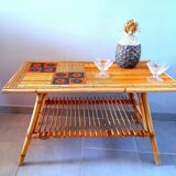 Rattan table, Audout Minet / Capron 1950
