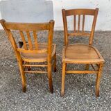 Lot de 16 anciennes chaises bistrot art deco des annees 1930 en bois clair