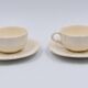 2 tasses à déjeuner faïence blanc cassé Lunéville décor relief France