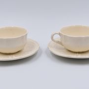 2 luncheon cups off-white earthenware Lunéville décor relief France