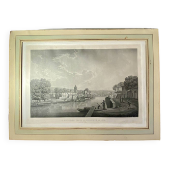 Gravure ancienne , l’île de Barbe Lyon XIX siècle