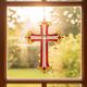Croix en vitrail – Style Tiffany fait main, décoration murale