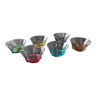 6 bols en verre colorés 1970