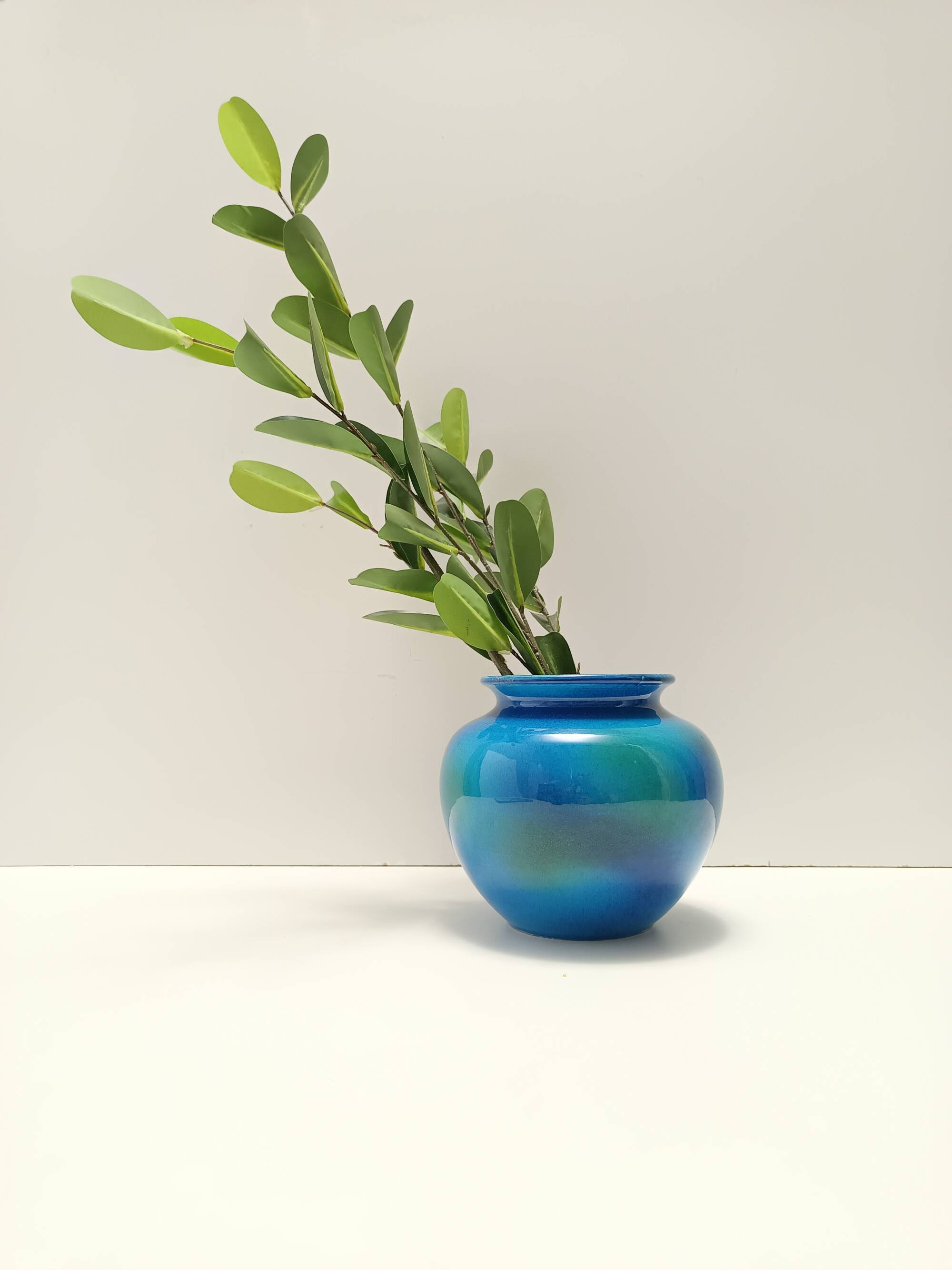 Rimini Blue Ceramic Vase by Aldo Londi for Bitossi and Italica Ars, Italy