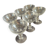6  Coupes à champagne art déco cristal.