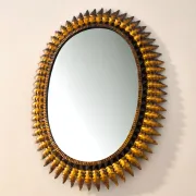 Vintage Sun Mirror in gold metal 1960s