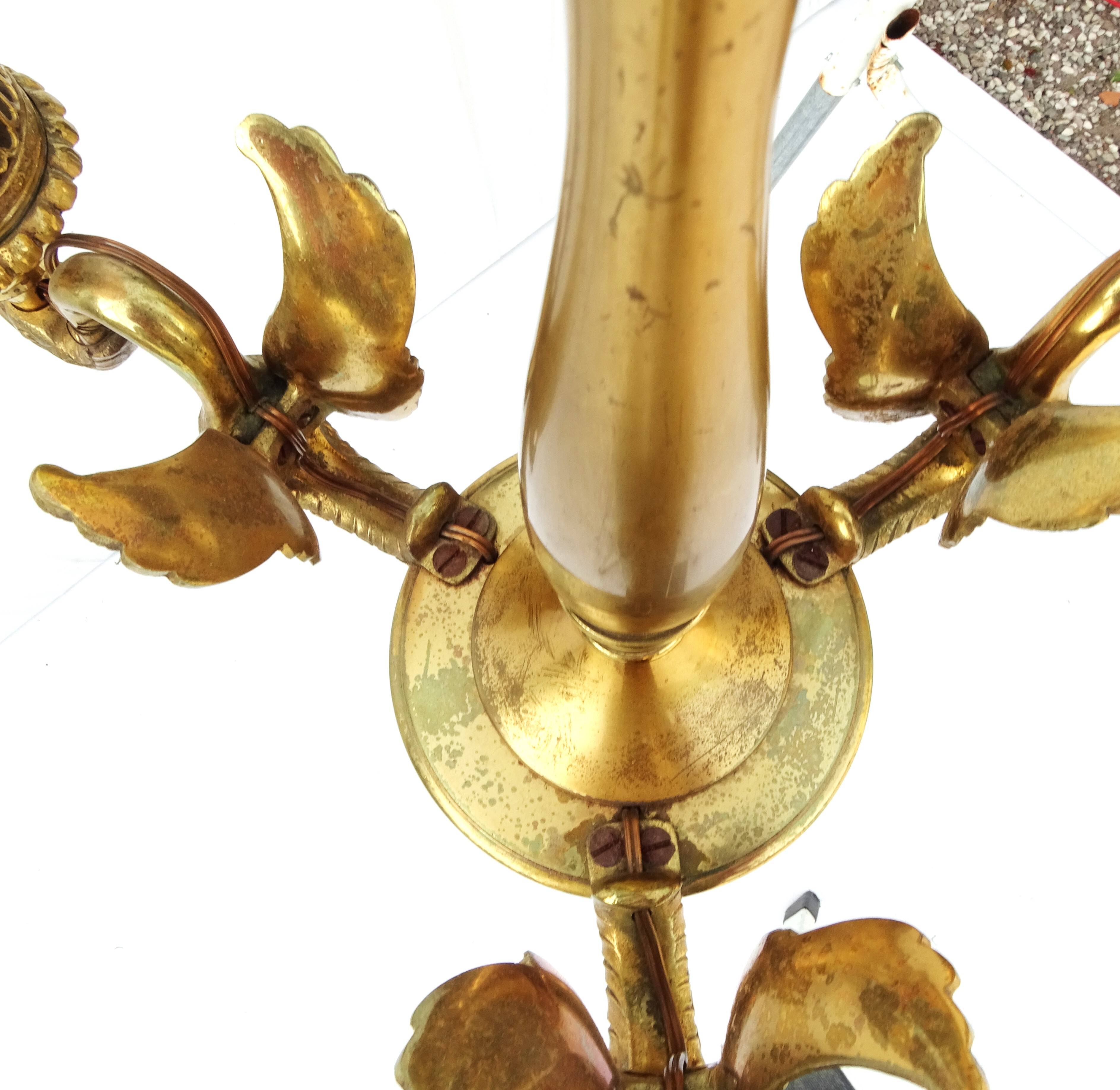 3-branched chandelier in gilded bronze.