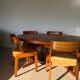 Set of 5 scandinavian chairs vintage teak and orange 70s