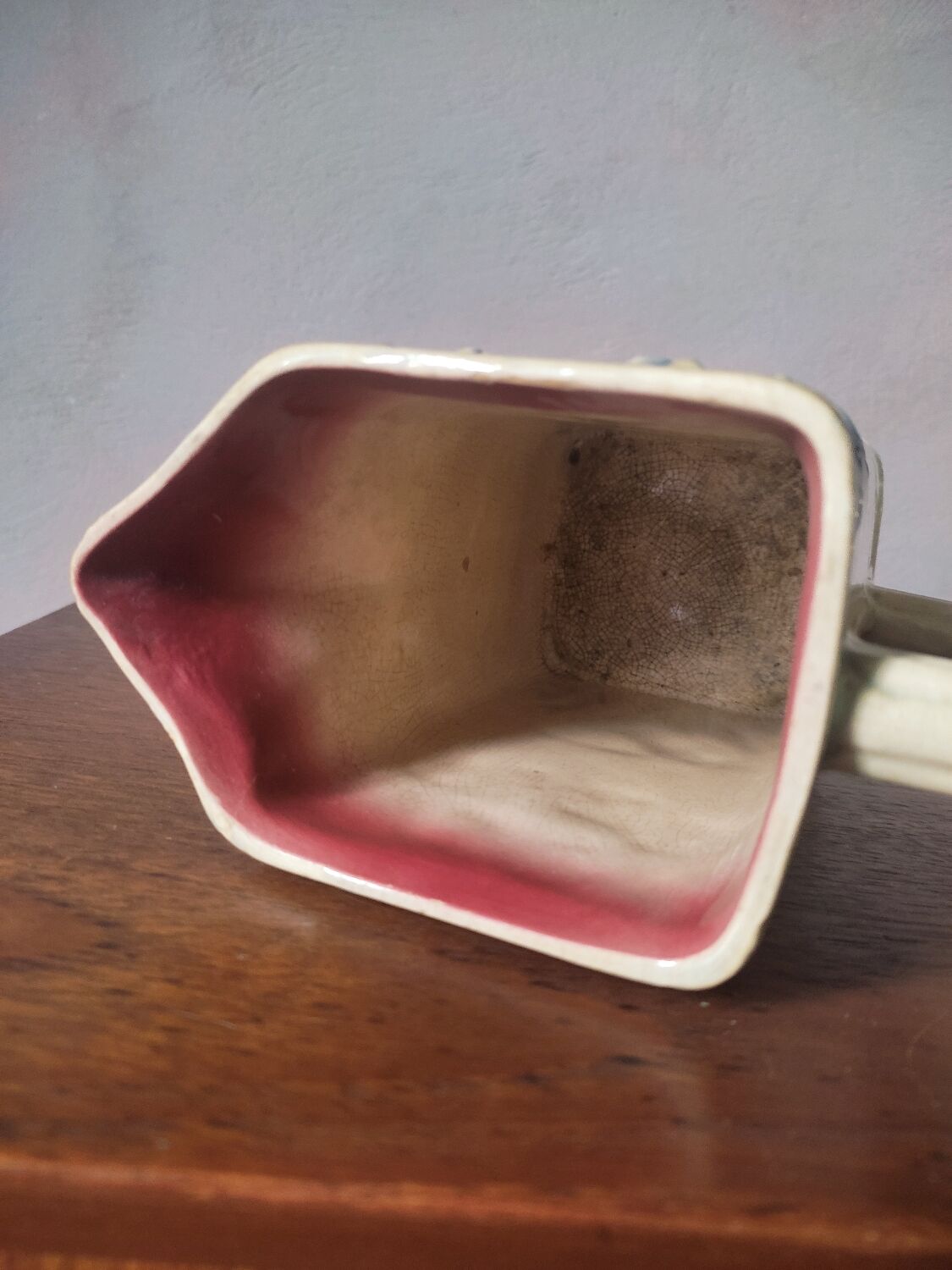 Art Nouveau pitcher in slip