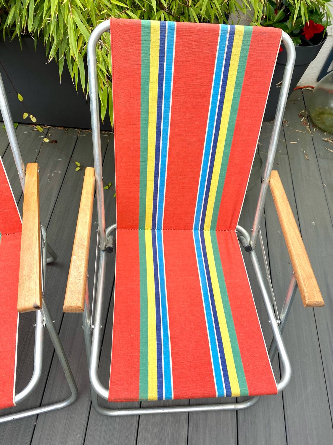 Pair of vintage folding camping chairs