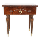 Vintage bedside table from the 70s in varnished wood.