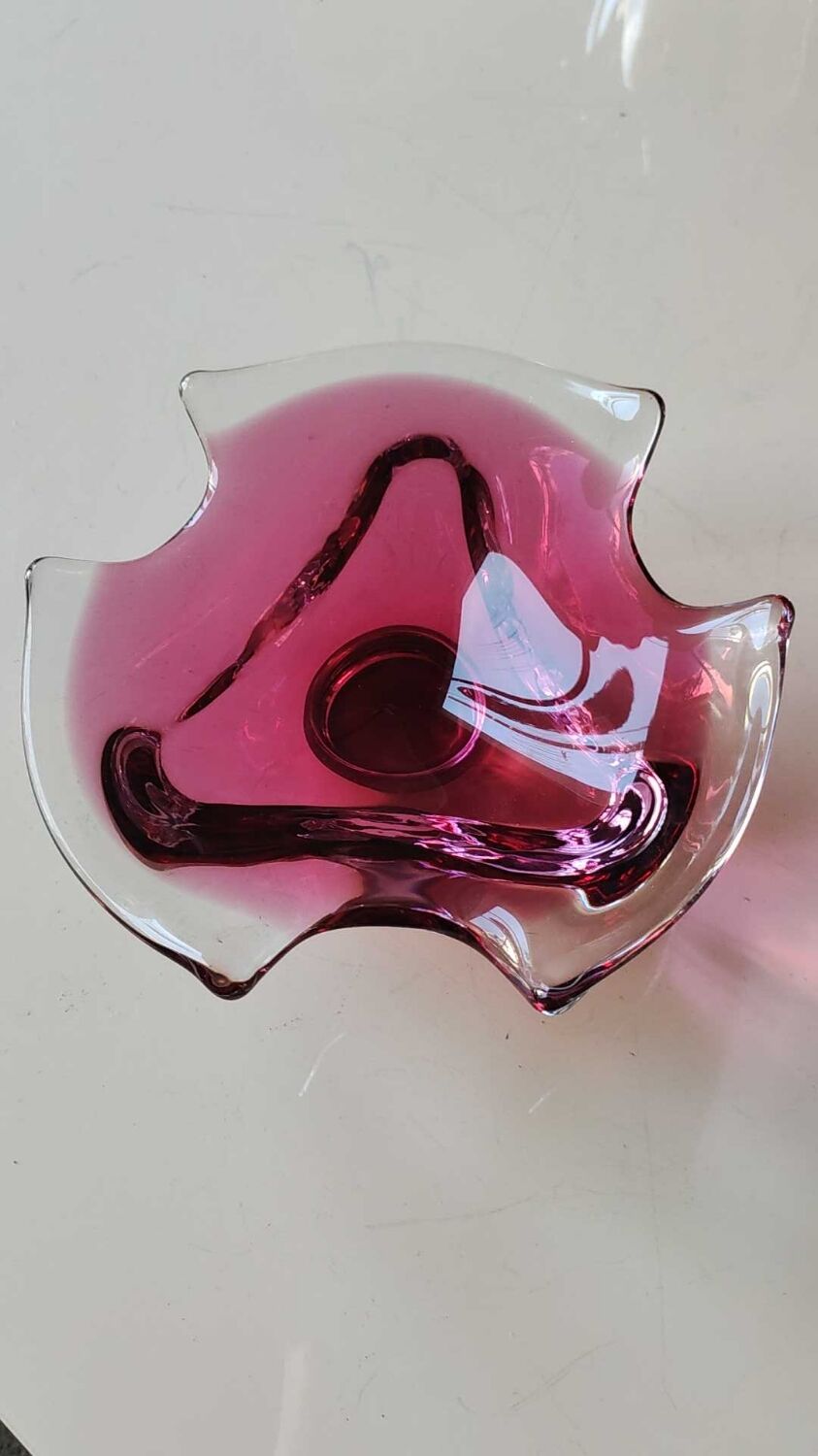 Empty pocket Murano design, blown Art glass, pink tones