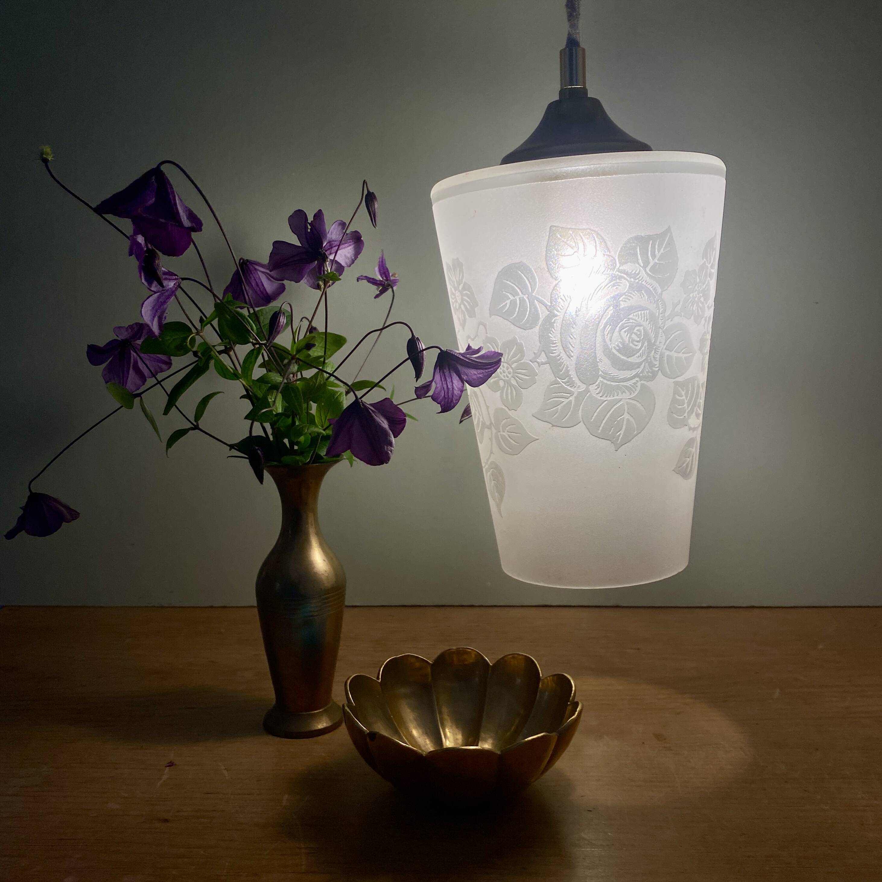 Vintage frosted glass globe pendant light