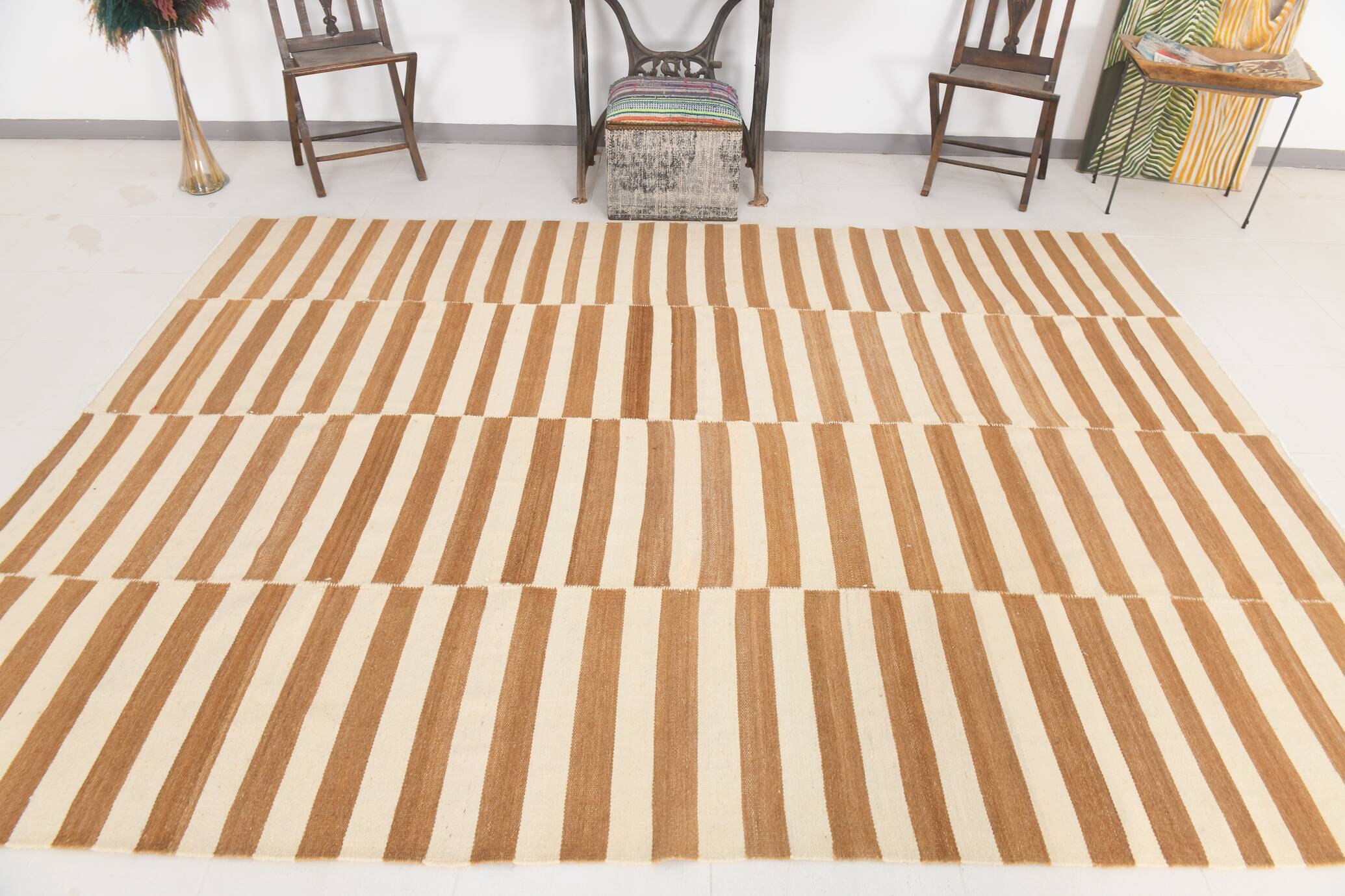 8x10 Beige & Bronze Contemporary Kilim Rug, 229x311Cm SK 35061