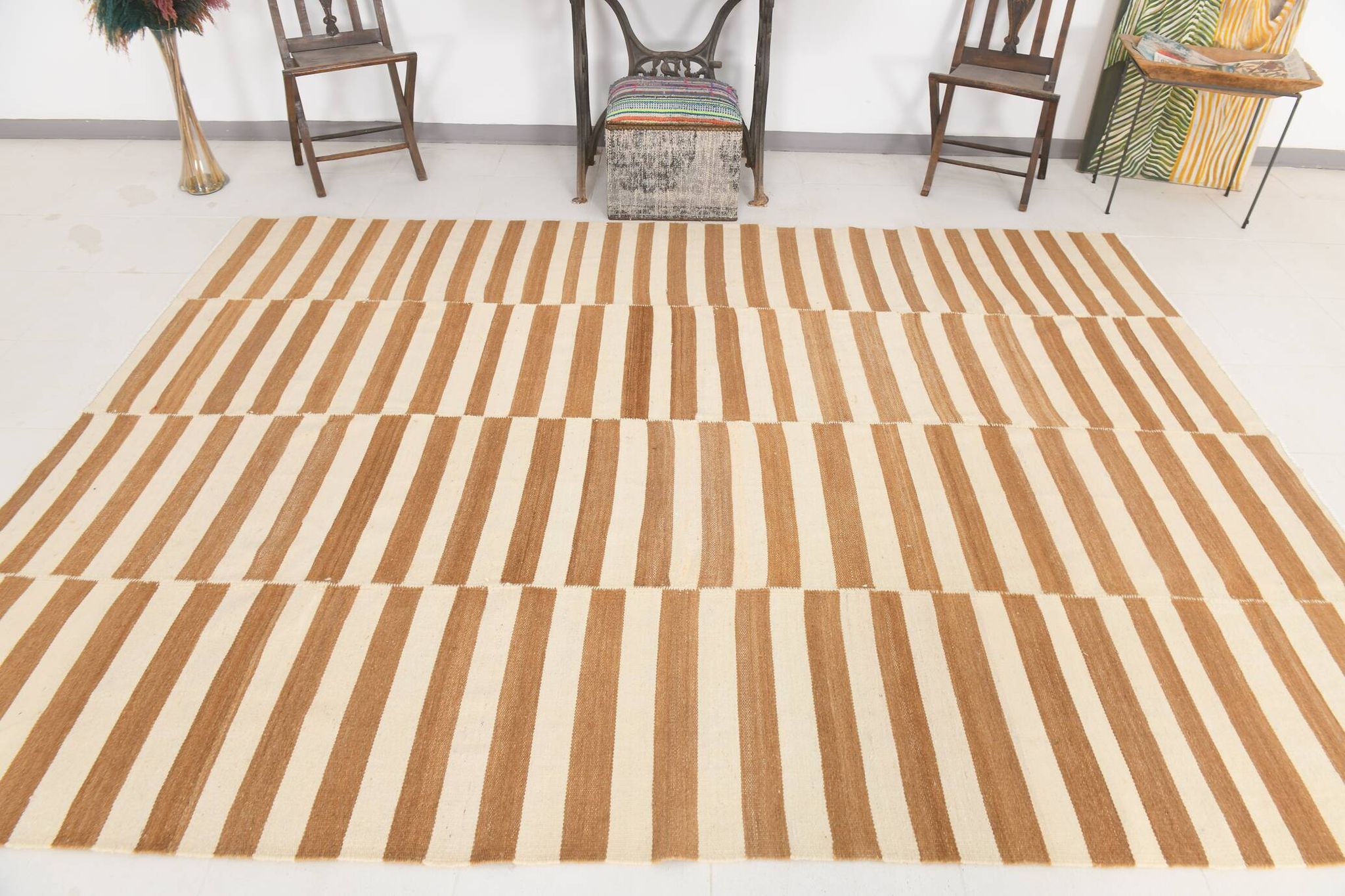 8x10 Beige & Bronze Contemporary Kilim Rug, 229x311Cm SK 35061