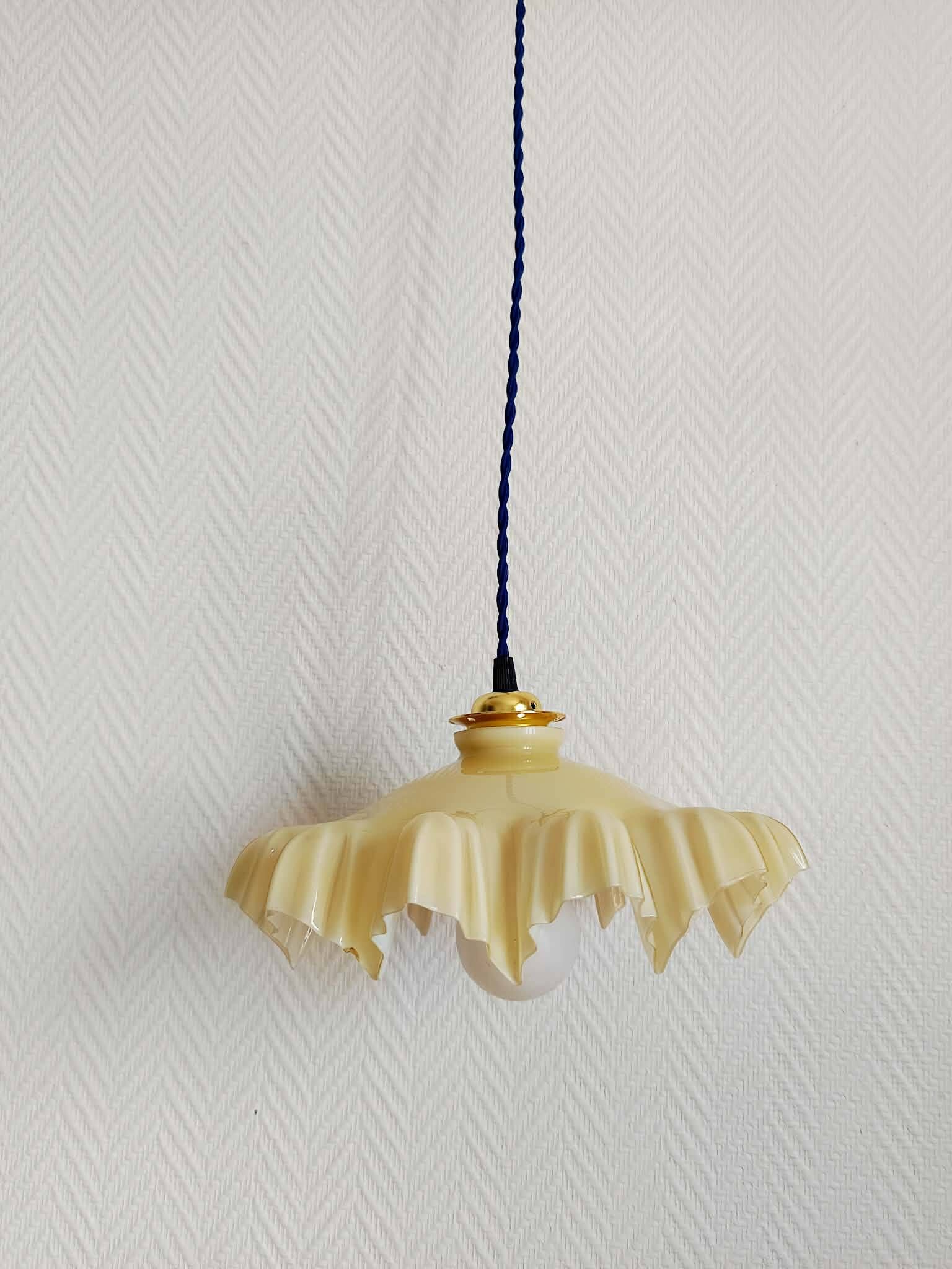 Yellow glass draped suspension Art Deco