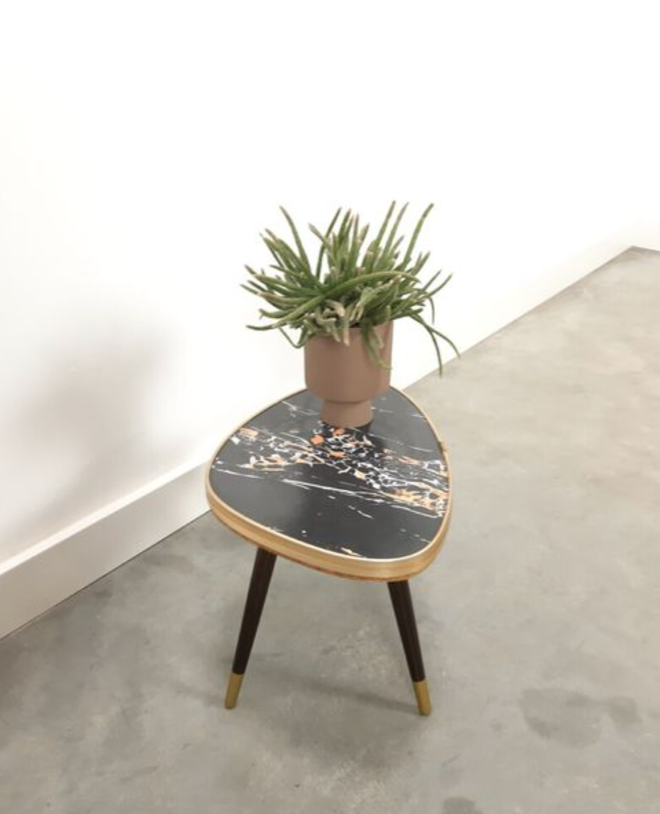 Vintage table with brass and marble formica top