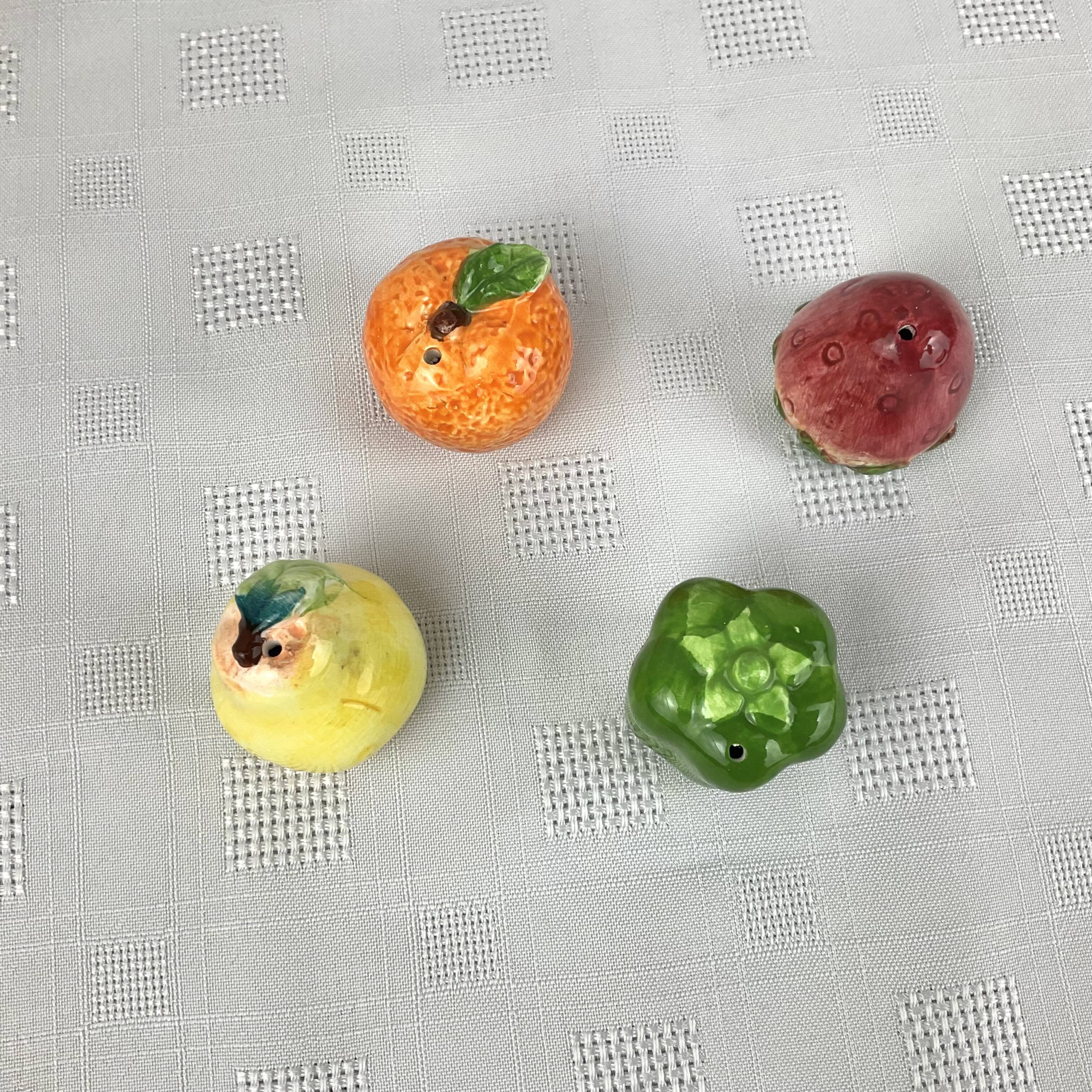 Miniature fruit salt and pepper shakers
