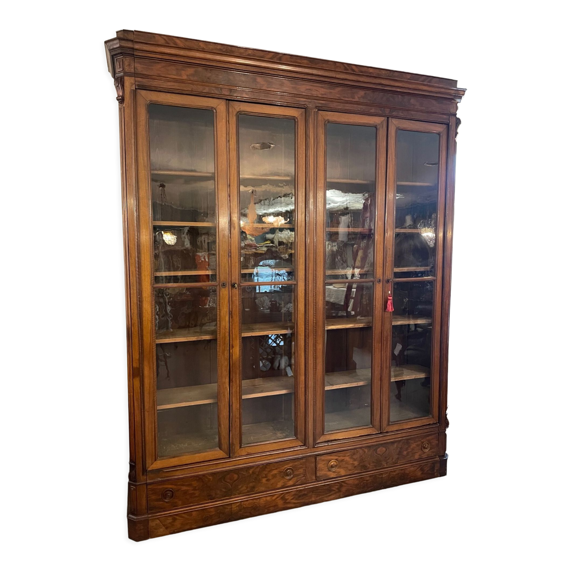 1900 walnut display case