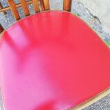 Set of 4 chairs bistro wood and red skai