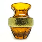 Art Deco vase, honey crystal oroplastic, Moser, Czechoslovakia, 1930s