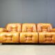Mid century italian leather 3 seater sofa , 1970s
