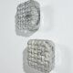Pair of woven textured glass wall lights by Leuchten, Germany, 1970s