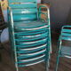 Lot de 10 fauteuils bistrot en aluminium bleu turquoise