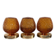Set of three vintage wall or ceiling lights in amber chiseled glass