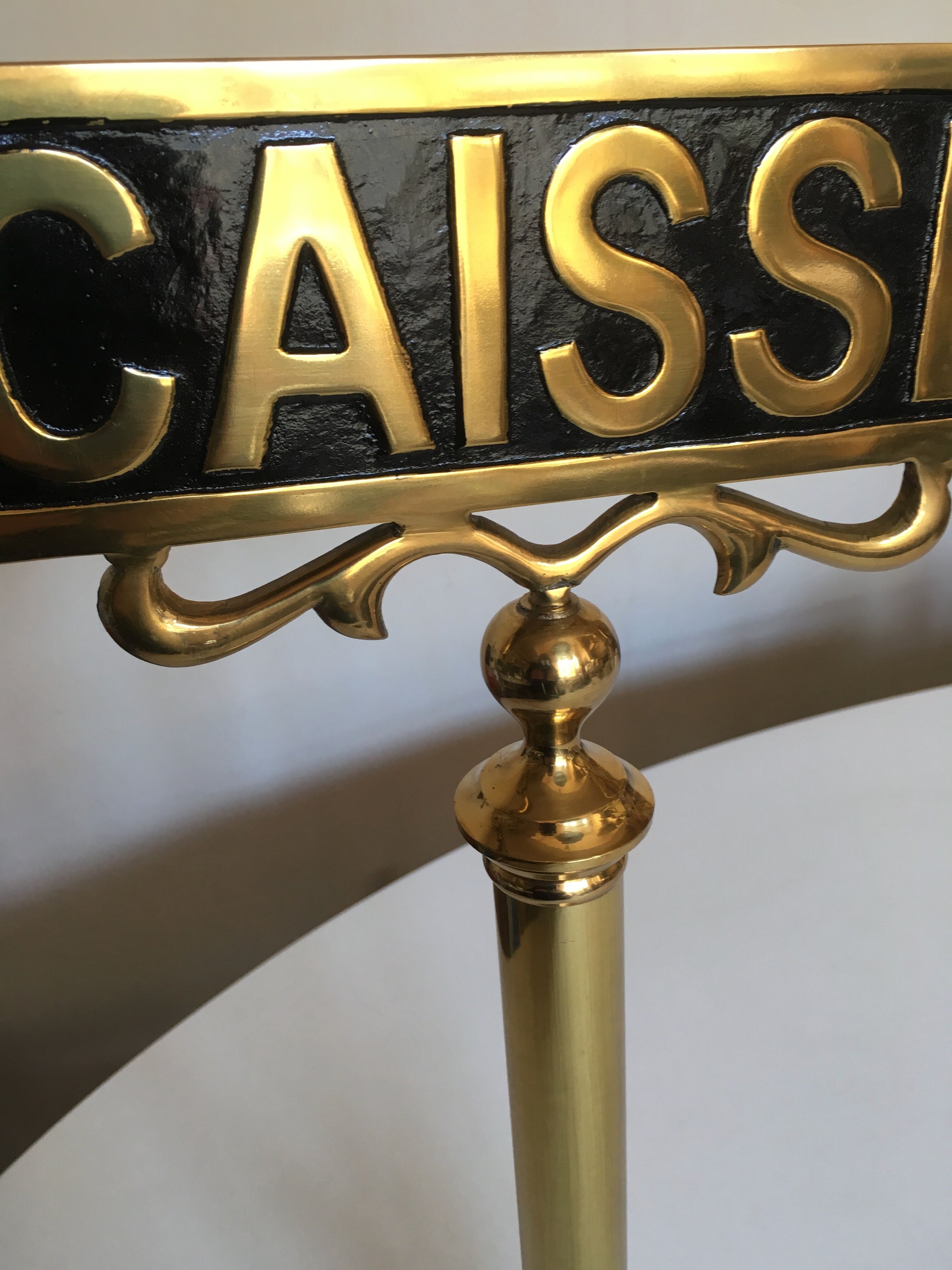 Brass Cash brewery counter plate on foot