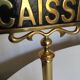 Brass Cash brewery counter plate on foot