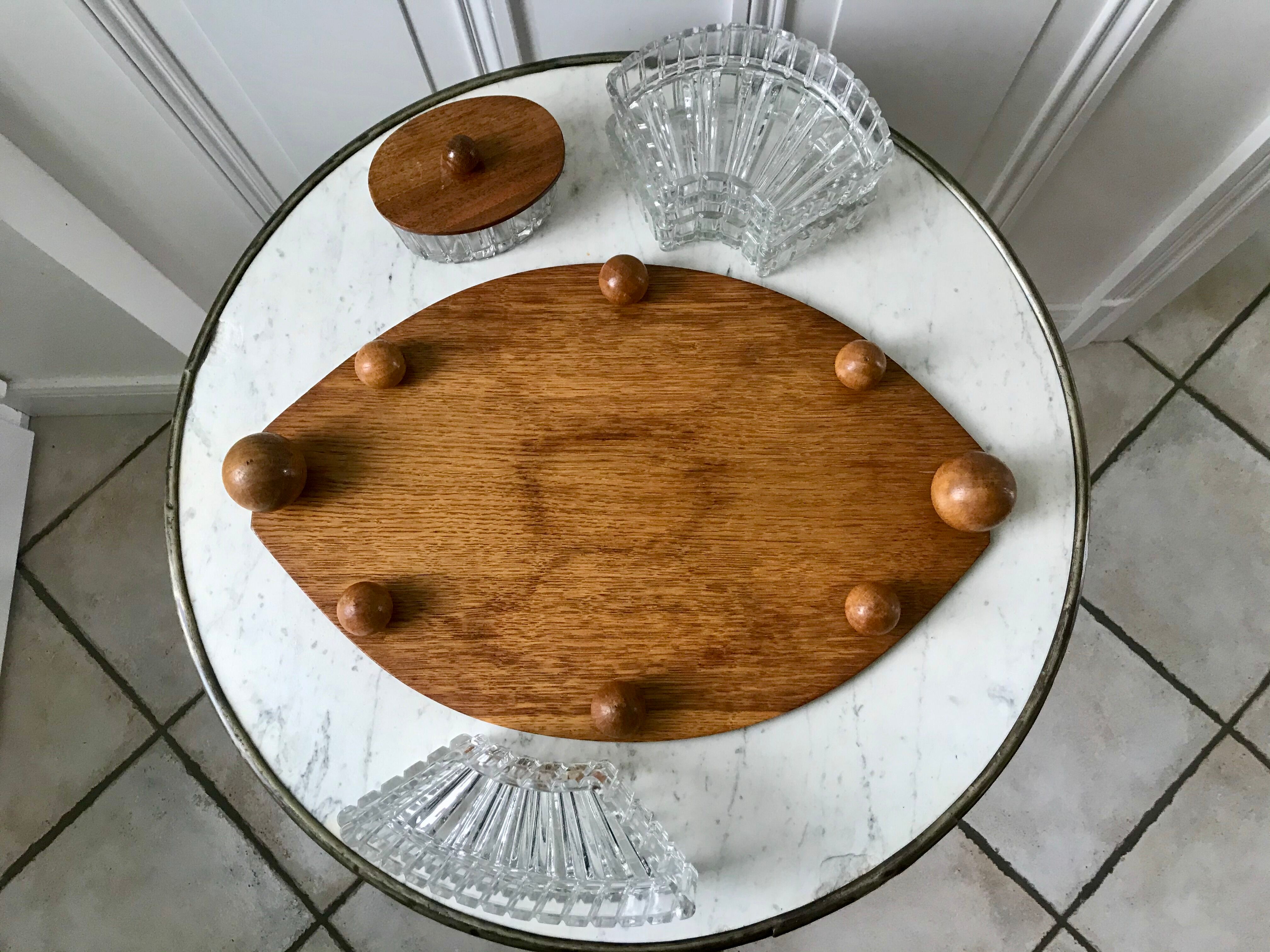 Wooden top and art deco glass 30s