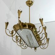 After Pietro Chiesa Italian Brass 12 Lights Candelier Fontana Arte