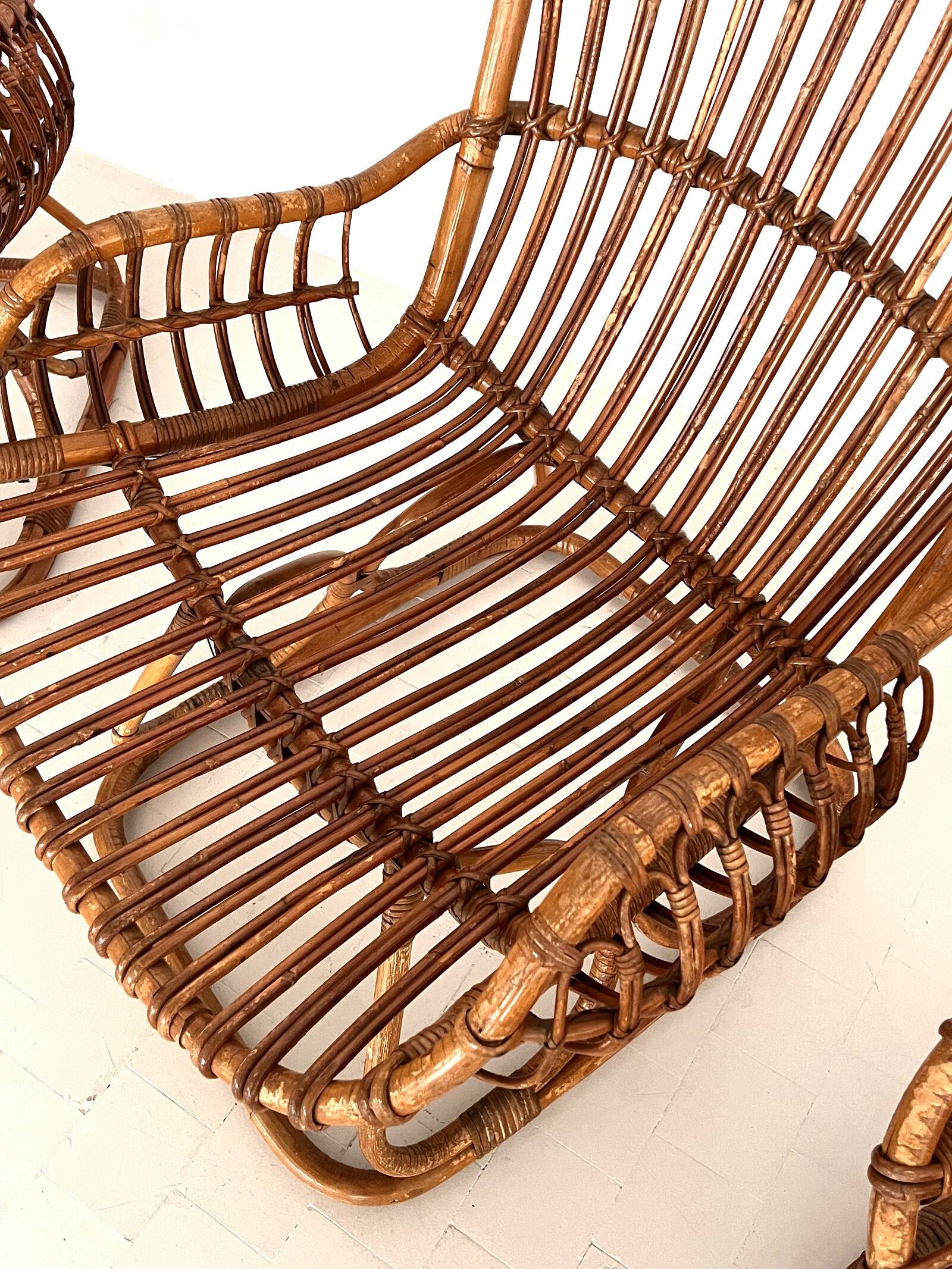 Fauteuils en bambou de designer italien du milieu du siècle, ensemble de 4 pièces.