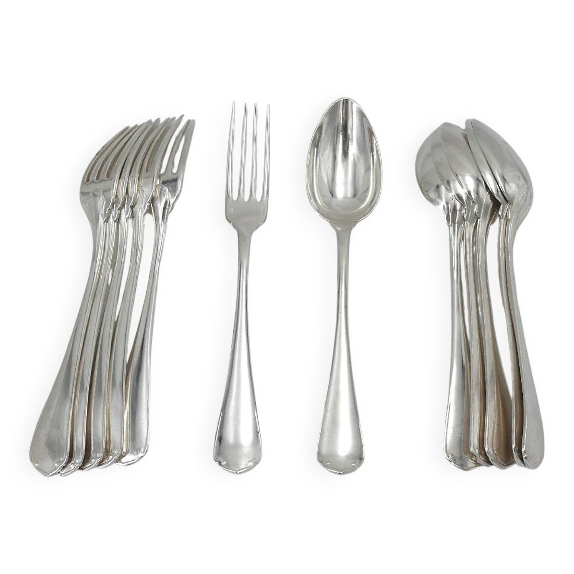 Christofle Japanese, 6 table settings, 12 pieces in silver-plated metal.