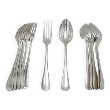Christofle Japonais, 6 couverts de table, 12 pièces en métal argenté
