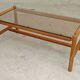 Table basse style chalet bois massif et verre  République Tchèque 1970