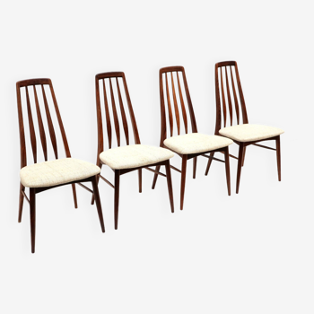 Ensemble de 4 chaises de salle à manger vintage design danois 'Eva' par Niels Koefoed pour Koefoeds Hornsle