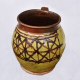 Early 20 th Century Glazed Rustic Terracotta Vase Romanian Traditional Oltenia