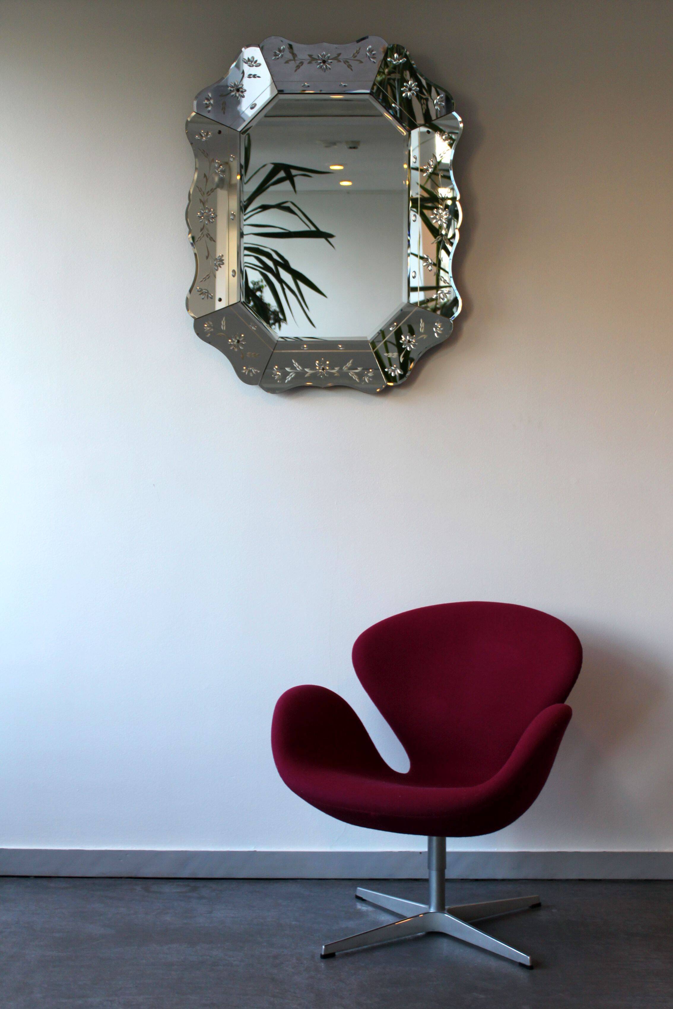 Vintage Venetian Style Faceted Mirror - 97x77cm