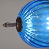 Set of 2 charming vintage Murano blue glass pendant lights, 1960