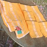 Nappe basque et 6 serviettes en coton orange kiva vintage